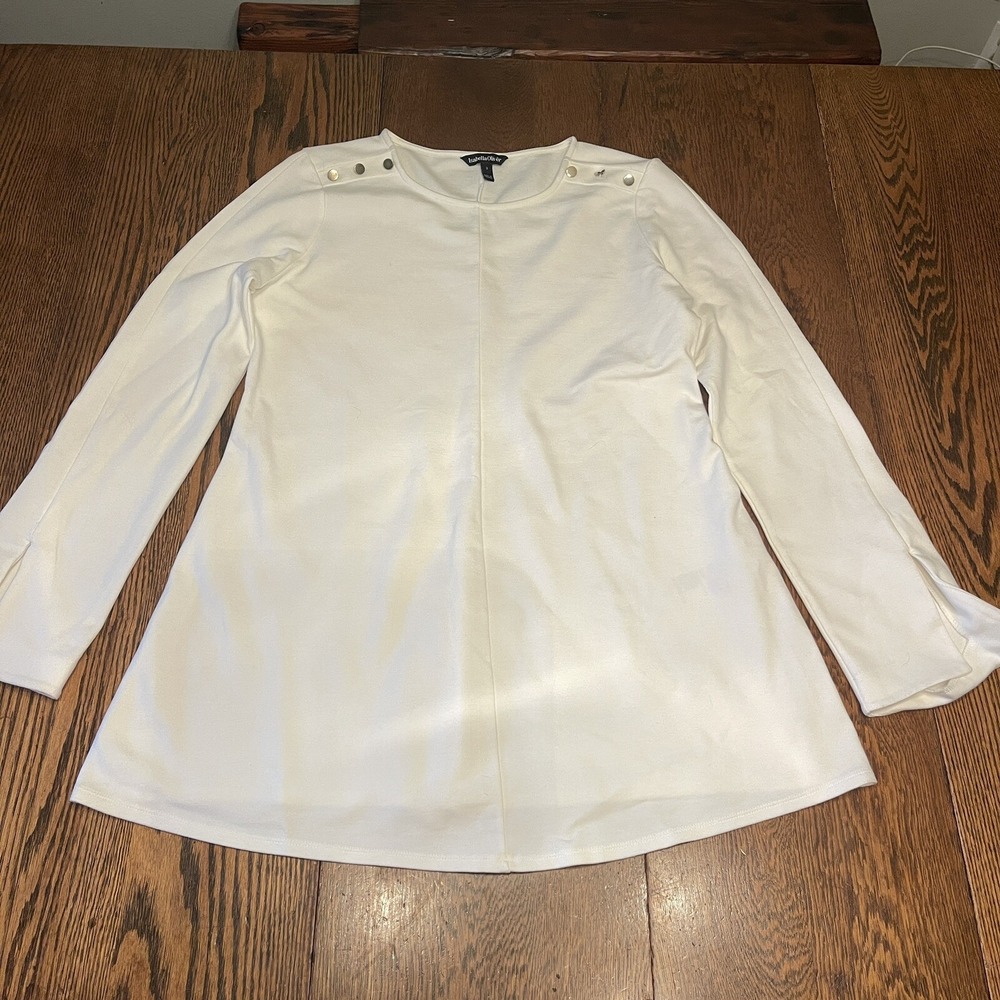 Isabella Oliver Womens Ivory/White Top Sz 3 (US Sz 8) Long Sleeve Jersey